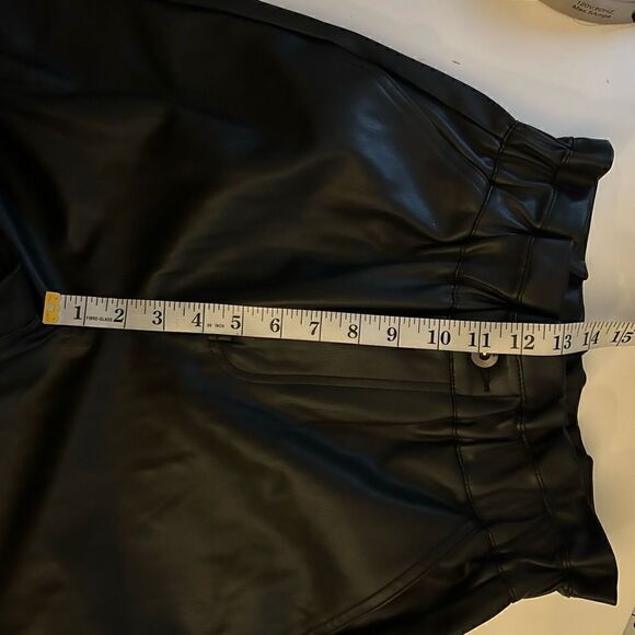 Zara Black Faux Leather High Waisted Paper-bag Waist Pants Size 2 - Picture 16 of 16